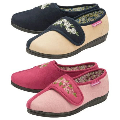Dunlop: Ladies JULIET Slippers with Velcro Fastening