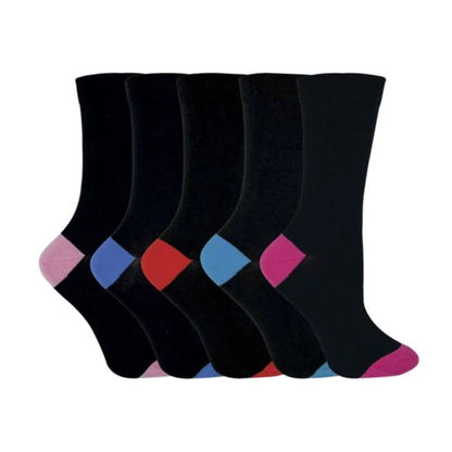 Sock Snob - 5 Pairs Ladies Coloured Heel & Toe Socks
