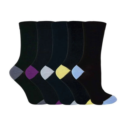 Sock Snob - 5 Pairs Ladies Coloured Heel & Toe Socks