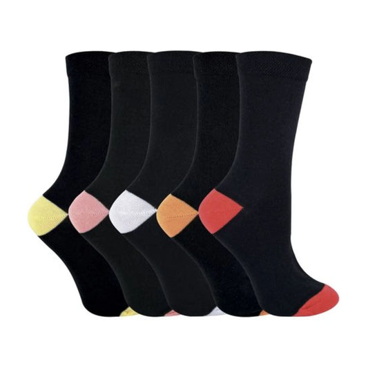 Sock Snob - 5 Pairs Ladies Coloured Heel & Toe Socks
