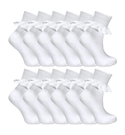 Sock Snob - 12 Pack Girls Jolie Lace Socks