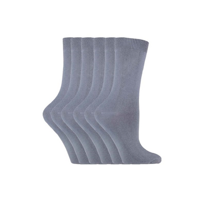 Sock Snob - 6 Pairs Ladies Plain Coloured Cotton Socks