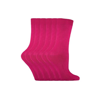 Sock Snob - 6 Pairs Ladies Plain Coloured Cotton Socks