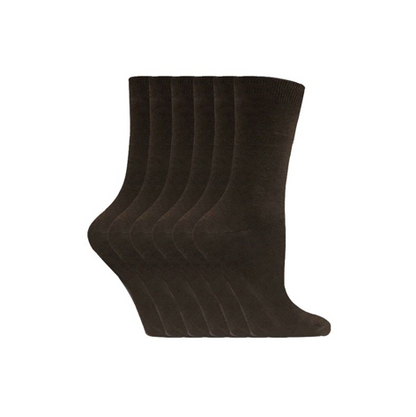 Sock Snob - 6 Pairs Ladies Plain Coloured Cotton Socks