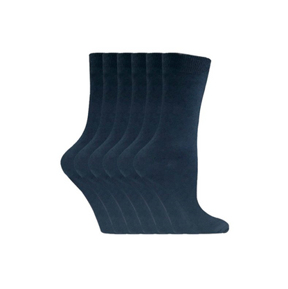 Sock Snob - 6 Pairs Ladies Plain Coloured Cotton Socks