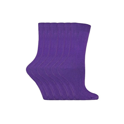 Sock Snob - 6 Pairs Ladies Plain Coloured Cotton Socks