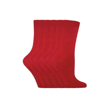 Sock Snob - 6 Pairs Ladies Plain Coloured Cotton Socks