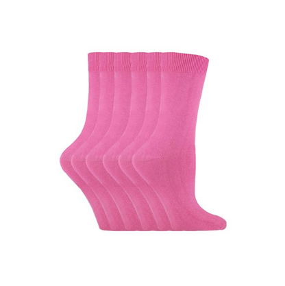 Sock Snob - 6 Pairs Ladies Plain Coloured Cotton Socks