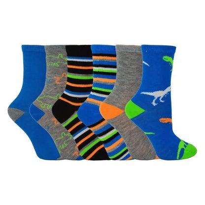 Sock Snob - 6 Pairs Boys Faces & Dinosaur Socks