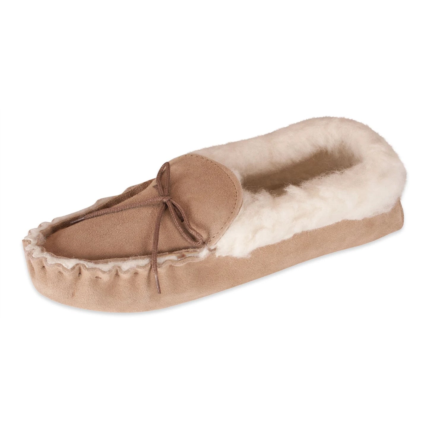 Nordvek Women's Sheepskin Suede Moccasin Slippers With Suede Sole