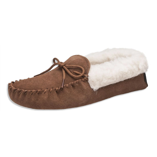 Nordvek Women's Sheepskin Suede Moccasin Slippers With Suede Sole
