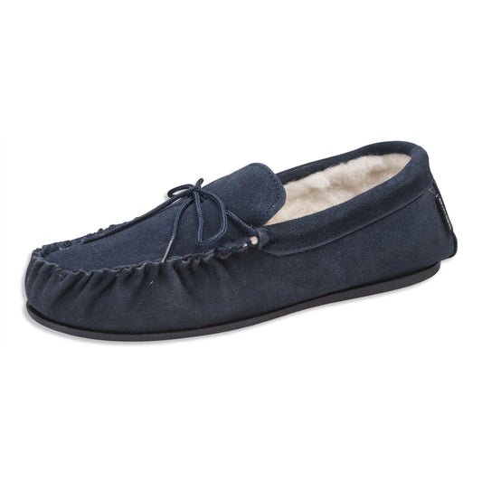Nordvek Women's Sheepskin Suede Moccasin Slippers With Rubber Sole - 430-100