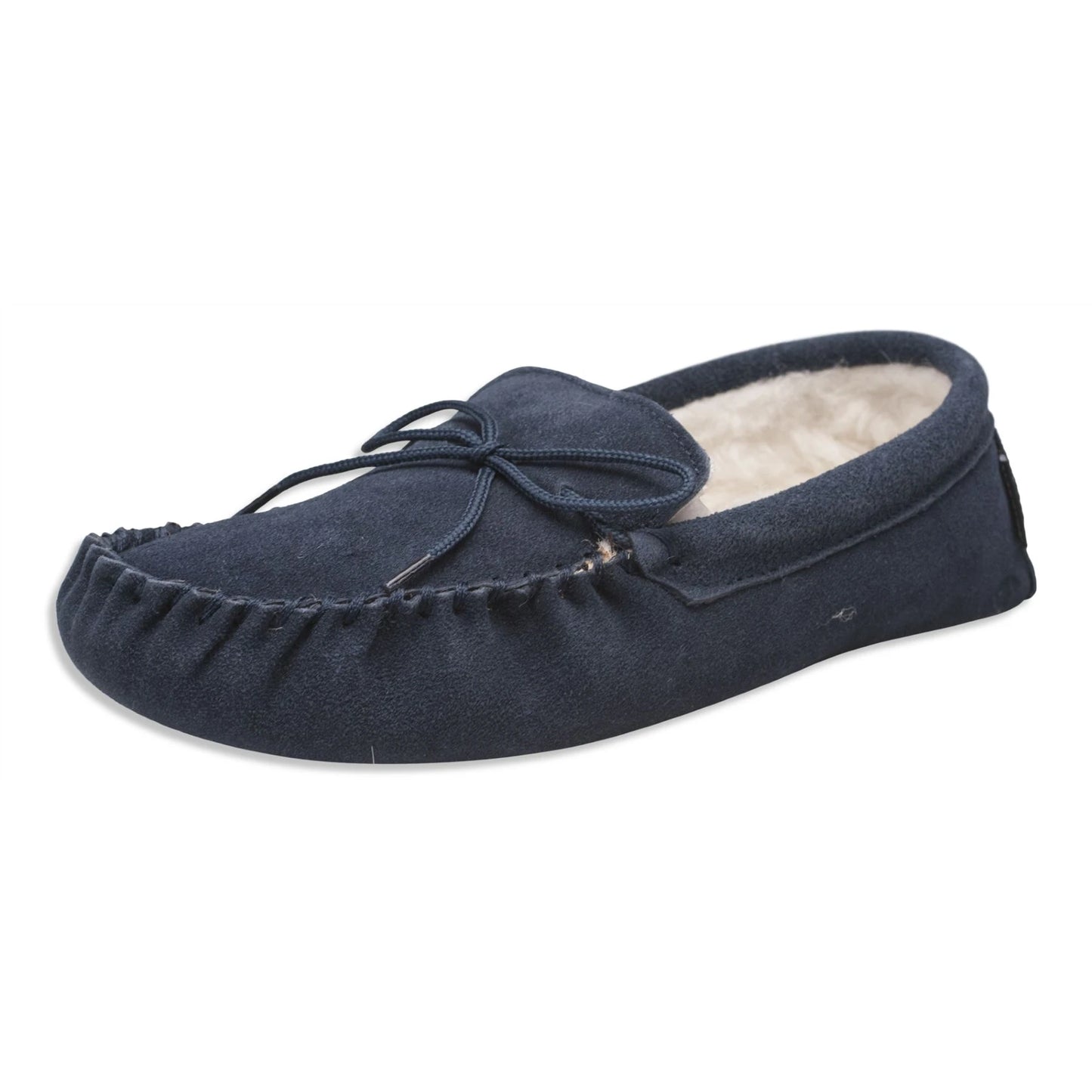 Nordvek Women's Sheepskin Suede Moccasin Slippers With Suede Sole
