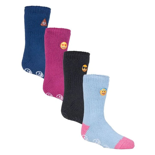 Heat Holders - Kids 4 Pack Emoji Slipper Socks