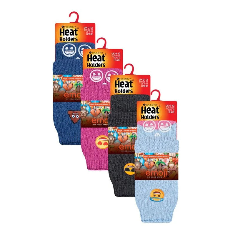 Heat Holders - Kids 4 Pack Emoji Slipper Socks