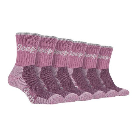 Jeep - 6 Pairs Ladies Terrain Hiking Socks