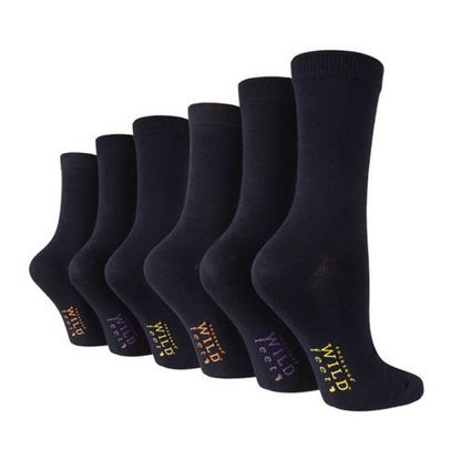 Wildfeet - 6 Pairs Ladies Bamboo Socks With Foot Patterns