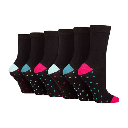 Wildfeet - 6 Pairs Ladies Bamboo Socks With Foot Patterns