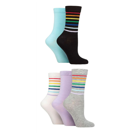 Wildfeet - 5 Pack Ladies Jacquard Crew Socks
