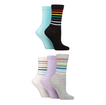 Wildfeet - 5 Pack Ladies Jacquard Crew Socks
