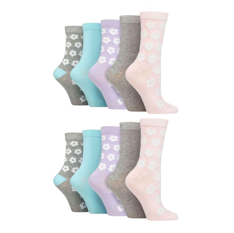 Wildfeet - 10 Pairs Ladies Patterned Crew Socks