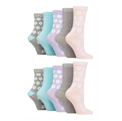 Wildfeet - 10 Pairs Ladies Patterned Crew Socks