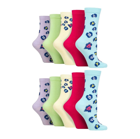 Wildfeet - 10 Pairs Ladies Patterned Crew Socks