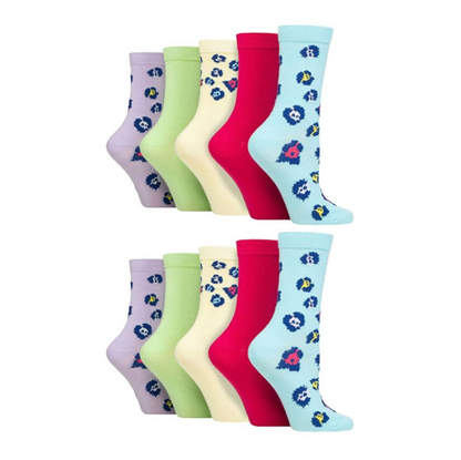 Wildfeet - 10 Pairs Ladies Patterned Crew Socks