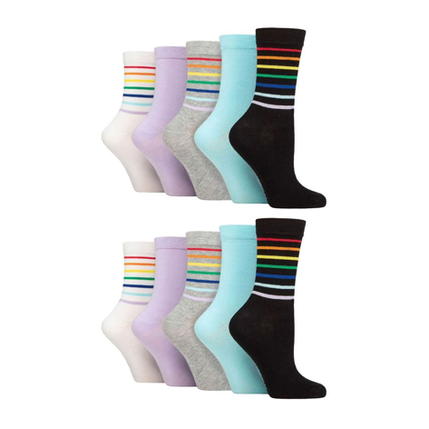 Wildfeet - 10 Pairs Ladies Patterned Crew Socks