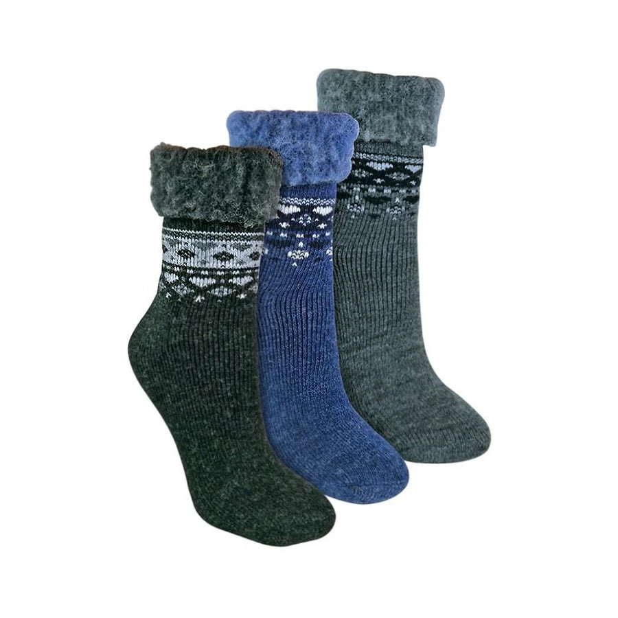 Sock Snob 3 Pack Ladies Turnover Top Wool Bed Socks