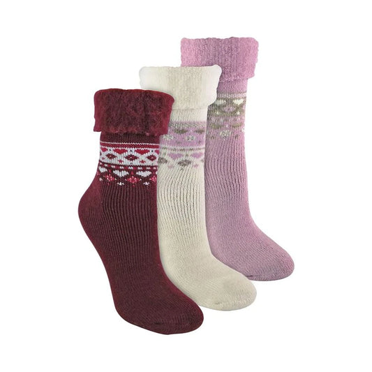 Sock Snob 3 Pack Ladies Turnover Top Wool Bed Socks