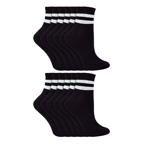 Sock Snob - 12 Pack Ladies Stripe Ankle Socks