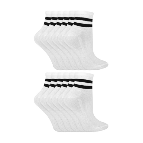 Sock Snob - 12 Pack Ladies Stripe Ankle Socks
