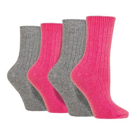 Wildfeet - 4 Pairs Ladies Multi Pack Cashmere Bed Socks