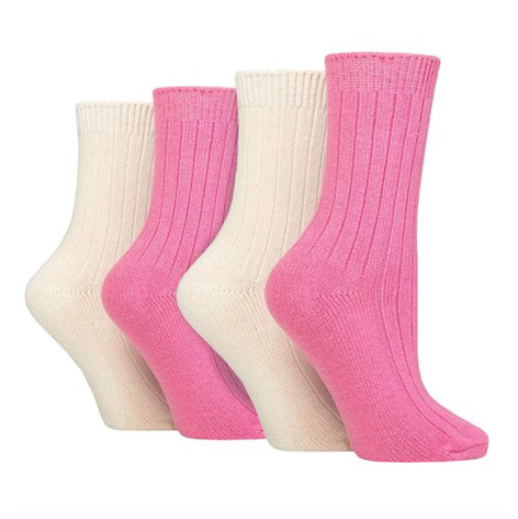 Wildfeet - 4 Pairs Ladies Multi Pack Cashmere Bed Socks
