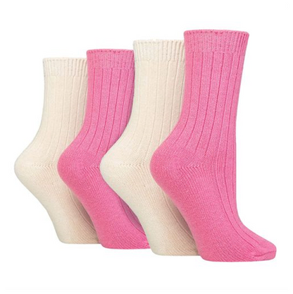 Wildfeet - 4 Pairs Ladies Multi Pack Cashmere Bed Socks