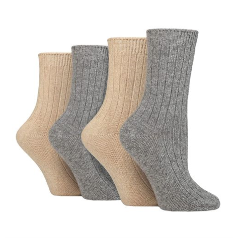 Wildfeet - 4 Pairs Ladies Multi Pack Cashmere Bed Socks
