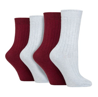 Wildfeet - 4 Pairs Ladies Multi Pack Cashmere Bed Socks