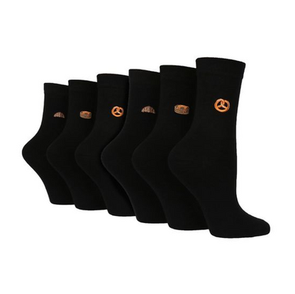 Wildfeet - 6 Pack Ladies Embroidered Crew Socks