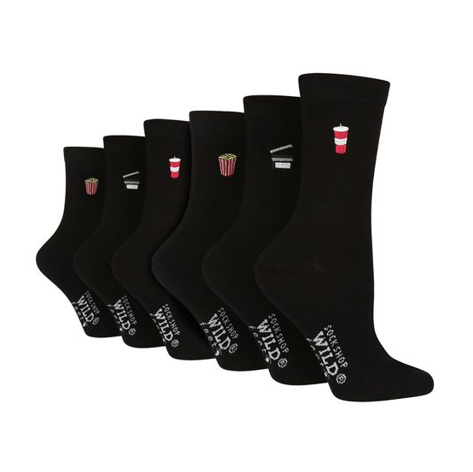 Wildfeet - 6 Pack Ladies Embroidered Crew Socks