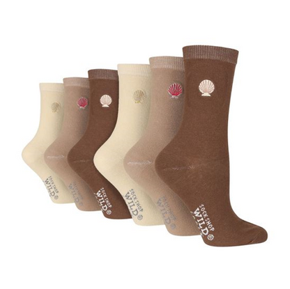 Wildfeet - 6 Pack Ladies Embroidered Crew Socks