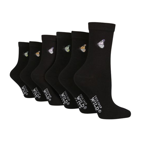 Wildfeet - 6 Pack Ladies Embroidered Crew Socks