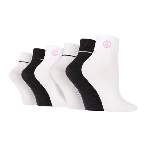 Wildfeet - 6 Pairs Embroidered Ladies Rib Lounge Socks