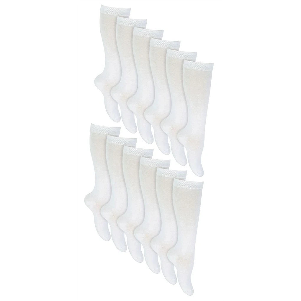 Sock Snob - 12 Pairs Girls Knee High Cotton Socks