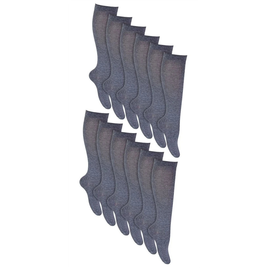 Sock Snob - 12 Pairs Girls Knee High Cotton Socks