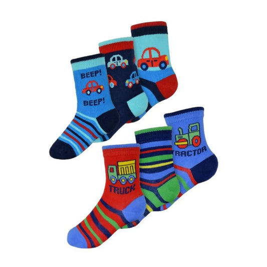 Baby Boys 6 Pack Cars / Trucks Socks