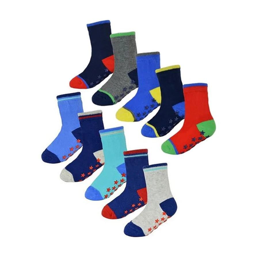 Baby Boys 10 Pack Heel & Toe Socks with Grippers