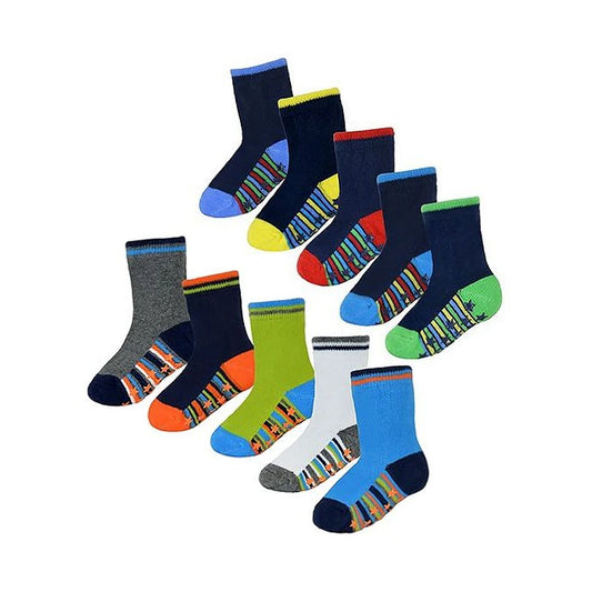 Baby Boys 10 Pack Heel & Toe Socks with Grippers