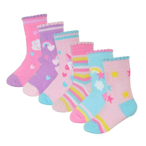 Baby Girls 6 Pack Unicorn Design Socks