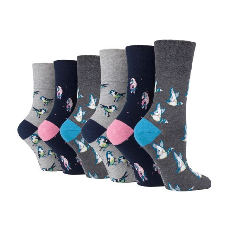 Gentle Grip - Ladies 6 Pack Non Elastic Patterned Socks